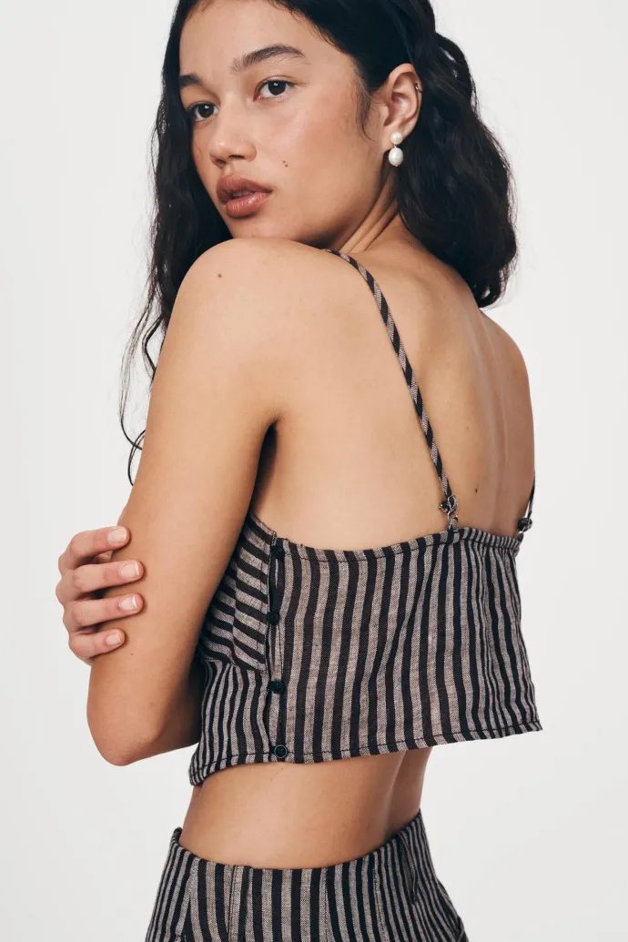 ROWIE - Loam Bustier Crop - Brown Stripe