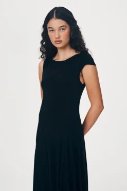ROWIE - Lorna Drape Midi Dress - Noir