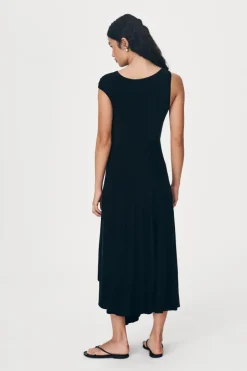 ROWIE - Lorna Drape Midi Dress - Noir