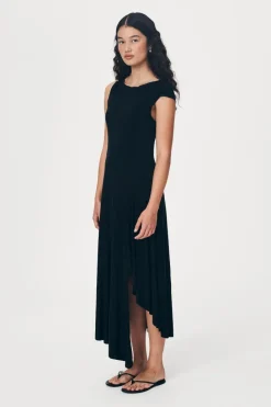 ROWIE - Lorna Drape Midi Dress - Noir