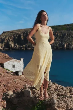 ROWIE - Lorna Lace Midi Dress - Lemon