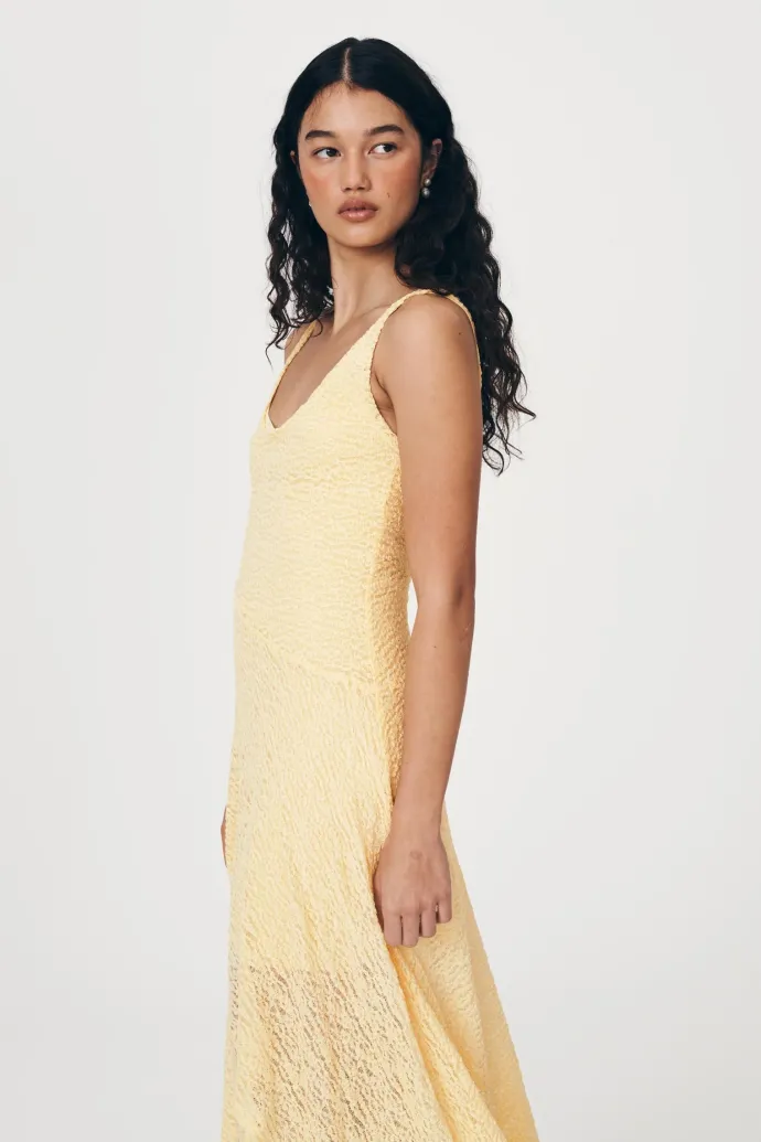 ROWIE - Lorna Lace Midi Dress - Lemon
