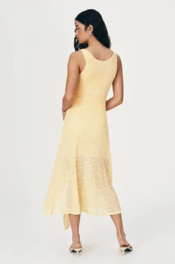 ROWIE - Lorna Lace Midi Dress - Lemon