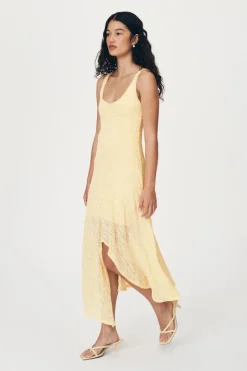 ROWIE - Lorna Lace Midi Dress - Lemon