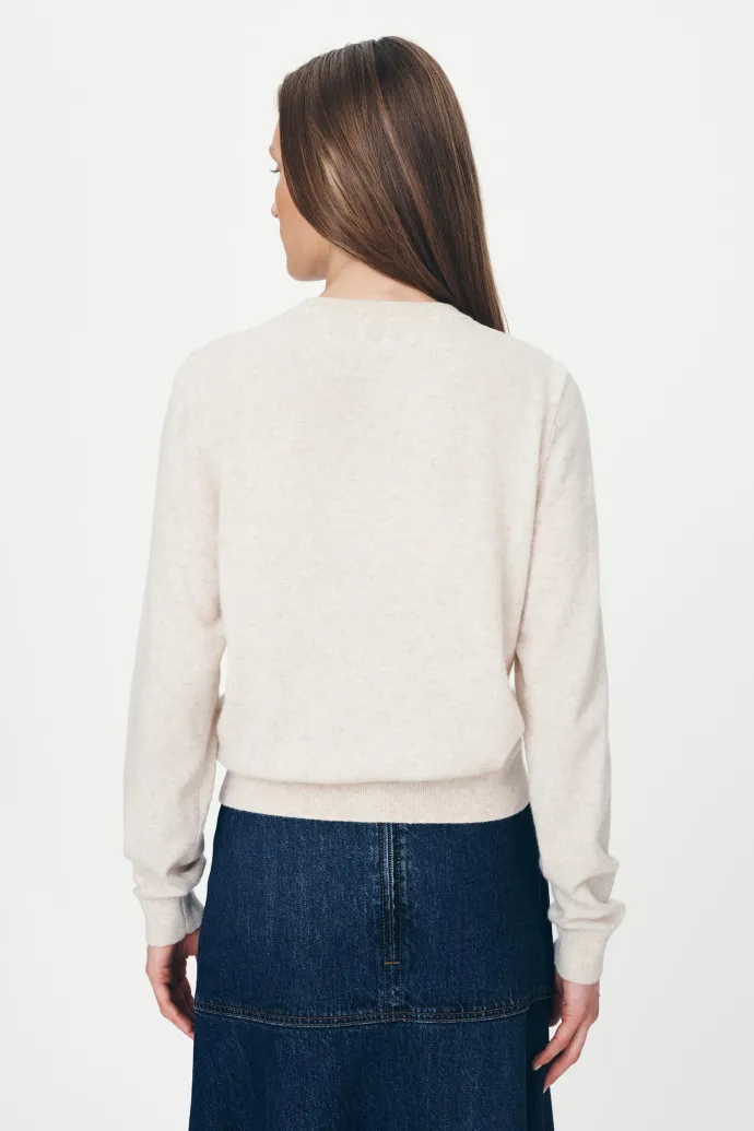 ROWIE - Maeve Merino Knit Cardigan - Oat Marle