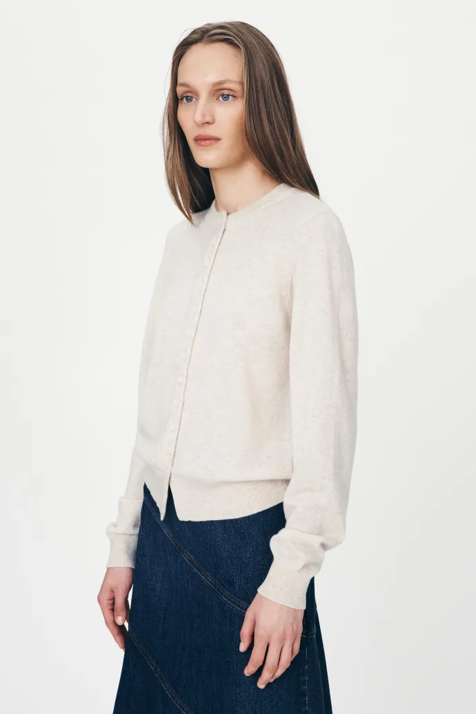 ROWIE - Maeve Merino Knit Cardigan - Oat Marle
