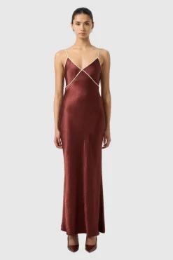 Third Form - Crush Contrast Bind Cami Dress - Shiraz/Apple