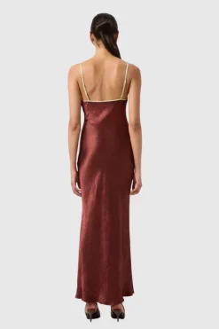 Third Form - Crush Contrast Bind Cami Dress - Shiraz/Apple