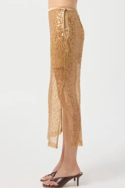 Third Form - Reflection Sequin Midi Skirt - Honey