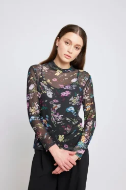 Twenty-Seven Names - Nothing But Net Top - Black Swirly Floral