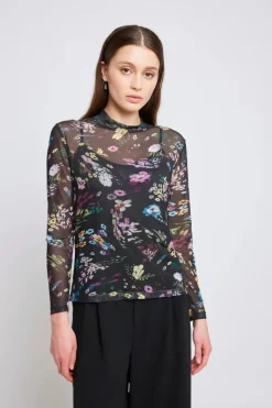 Twenty-Seven Names - Nothing But Net Top - Black Swirly Floral