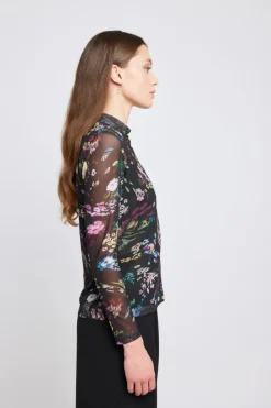 Twenty-Seven Names - Nothing But Net Top - Black Swirly Floral